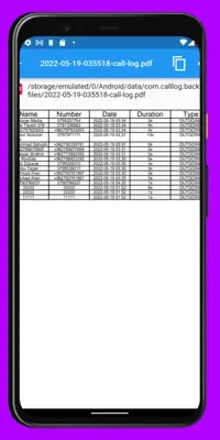 Call Log Backup,Restore & PDF Export android App screenshot 5